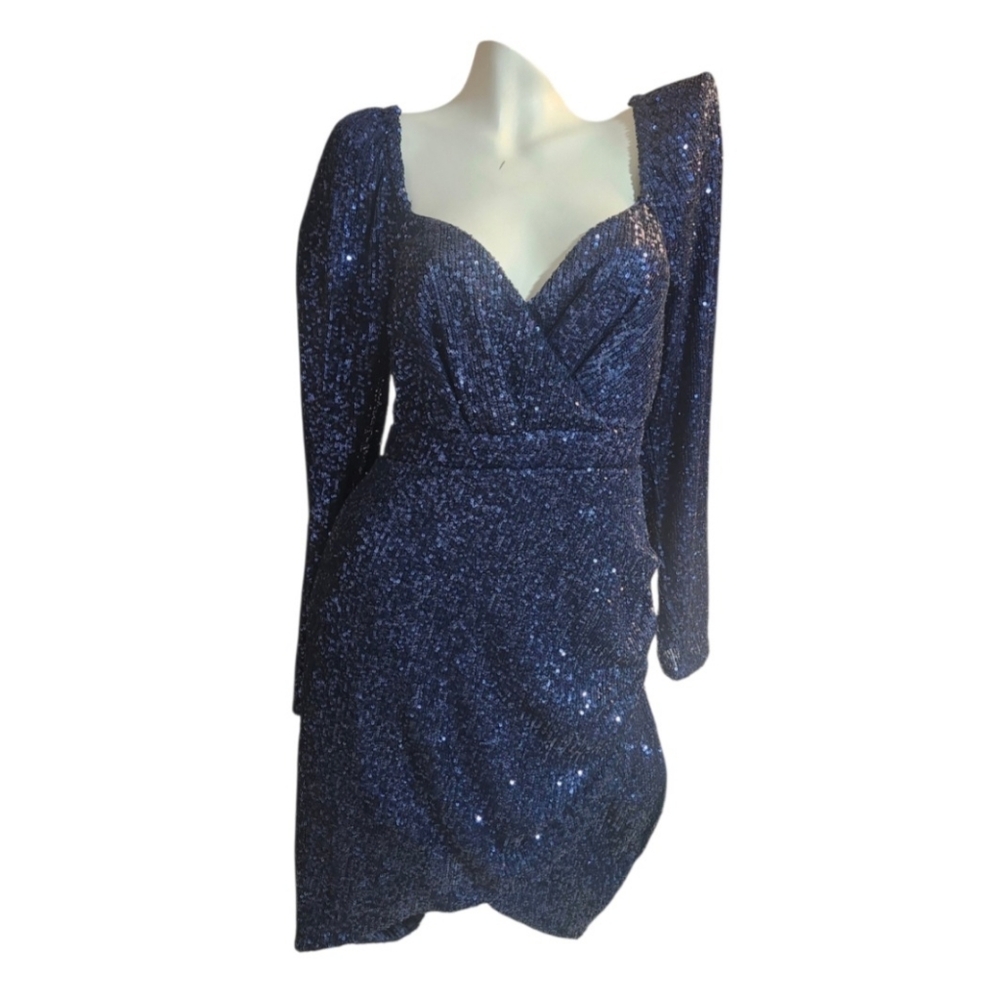 🇨🇦New, Le Chateau Navy Blue Sequin Mini Dress